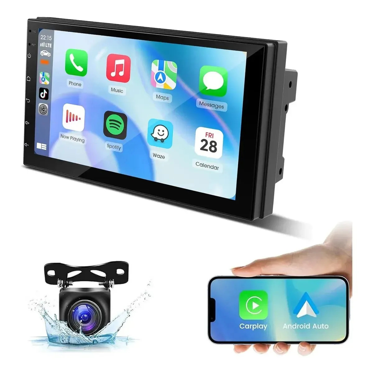 KUANGYE - Radio Auto 2 Din 7 Pulgadas Wifi Gps Android 13.0 + Cámara