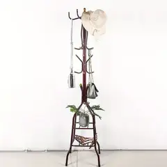 GENERICO - Perchero Árbol Organizador Entrada - 13 Ganchos + 2 Estantes Rojo