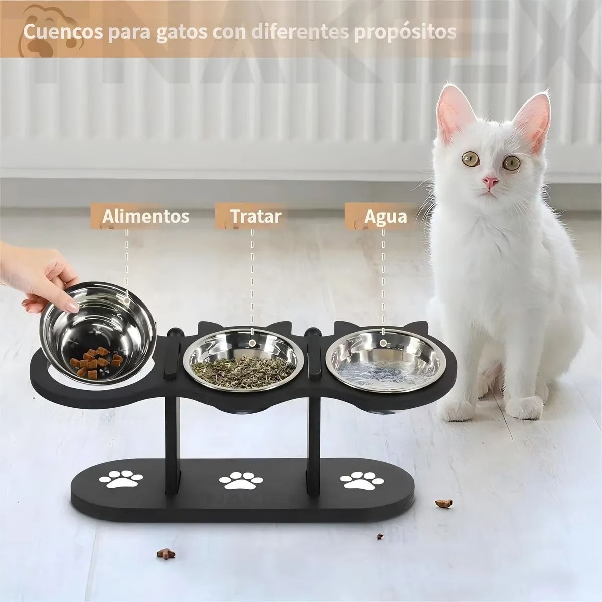 TNAKIEX - Comedero Bebedero Para Perro Gato Altura Ajustable Acero