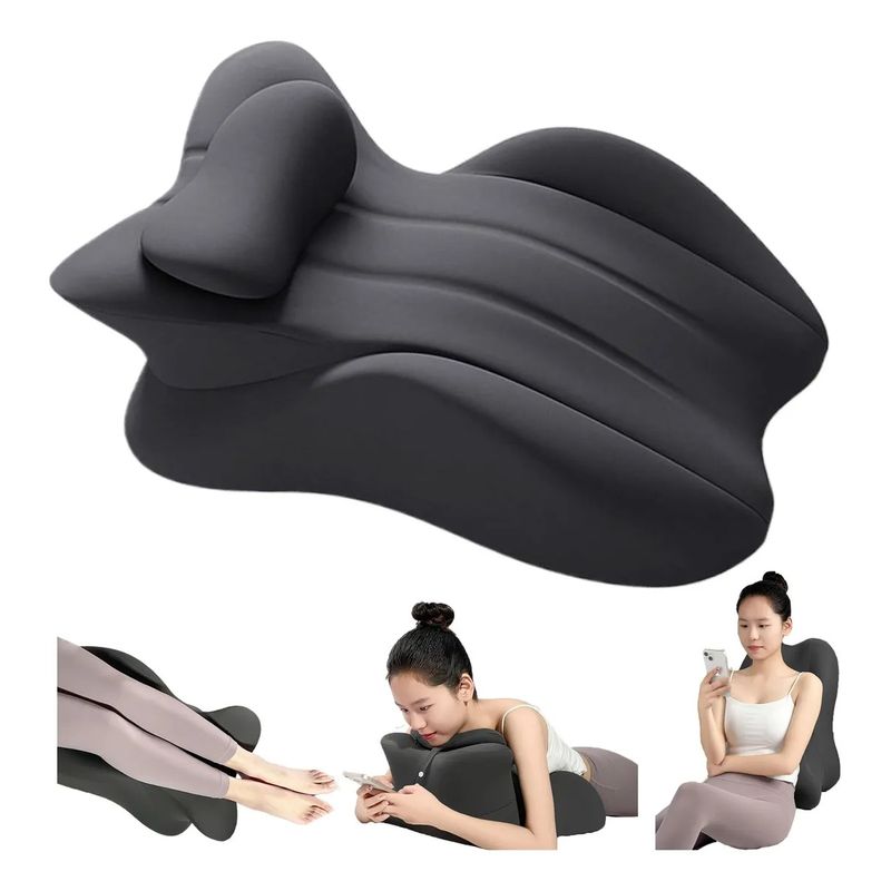 EVERSO - Cojín Soporte Espalda Corrector Lumbar Para Oficina Hogar Gris