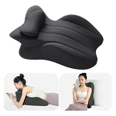 EVERSO - Almohada Soporte Espalda Espuma Viscoelástica Para Cama Gris Oscuro