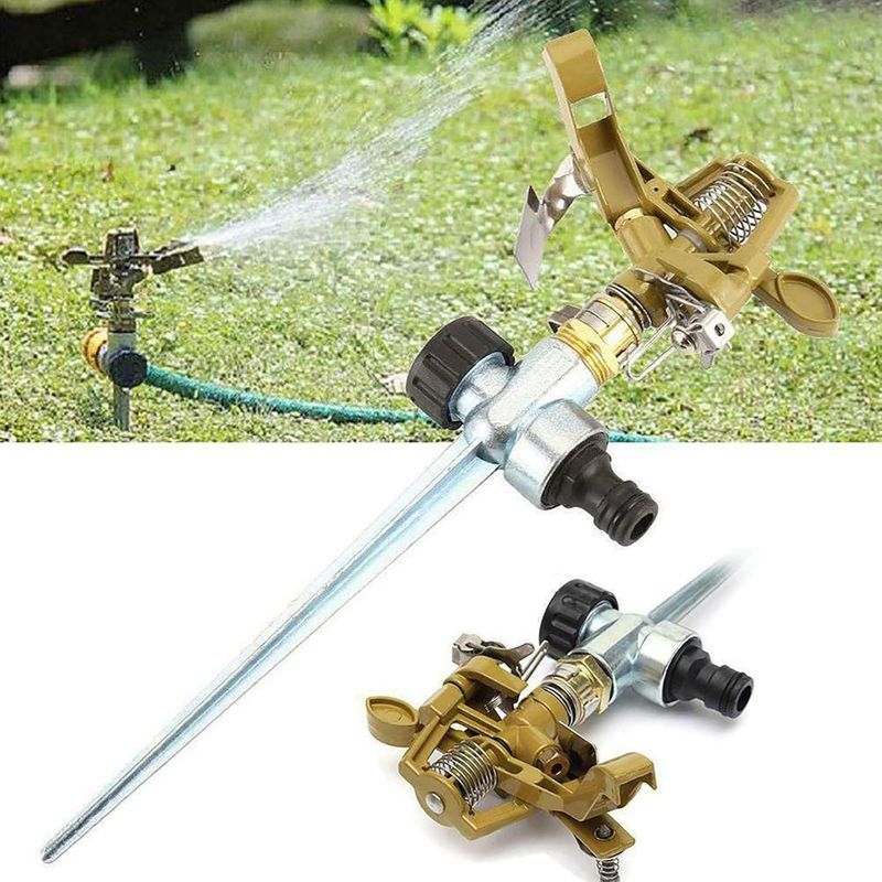 KUANGYE - Aspersor De Riego Automático De Impacto Metálico Con Estaca