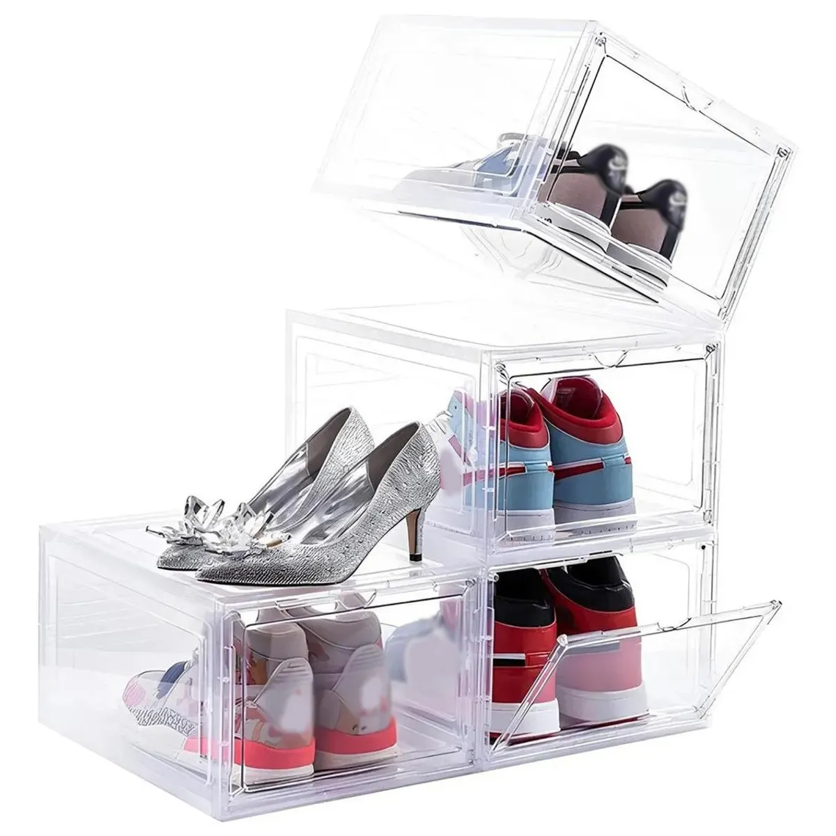 KUANGYE - Caja Organizadora De Zapatos Set X2 Apilable Premium