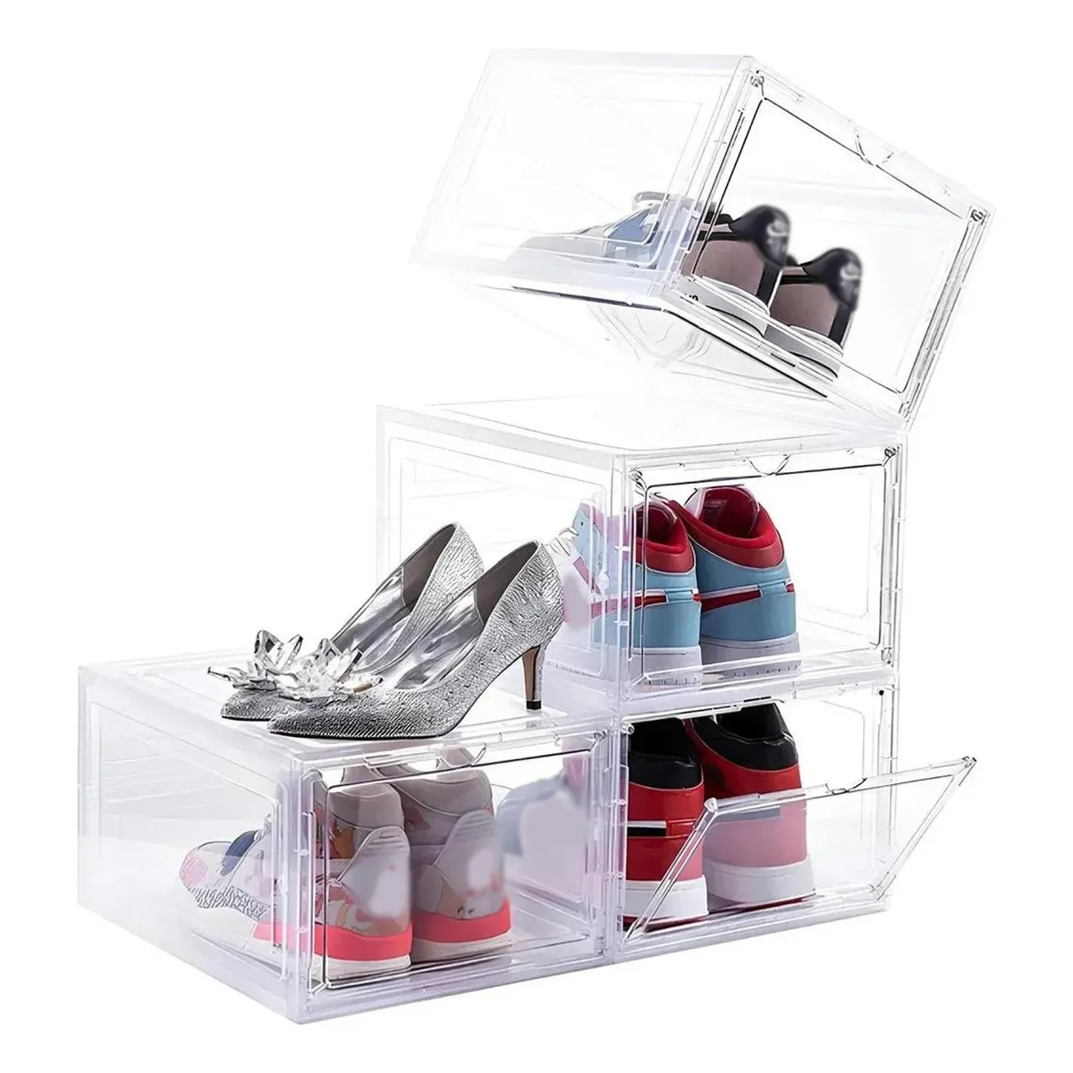 KUANGYE - Caja Organizadora De Zapatos Set X2 Apilable Premium
