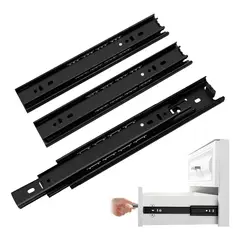 KUANGYE - Corredera Telescópica Cajones Cierre Suave H45 500mm 3 Pares
