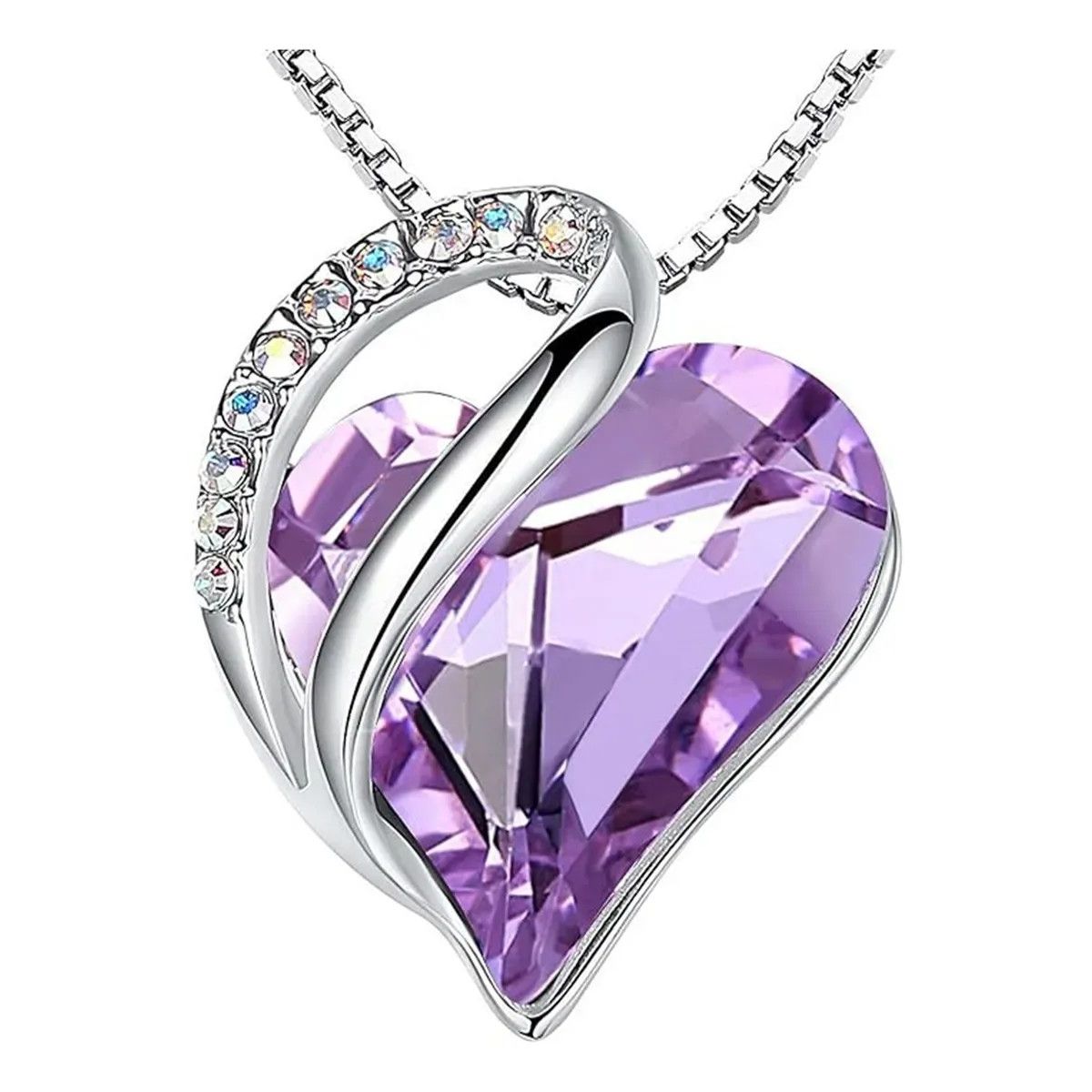 KUANGYE - Collar Bañado en plata Corazón De Amor Infinito Regalo Mujer