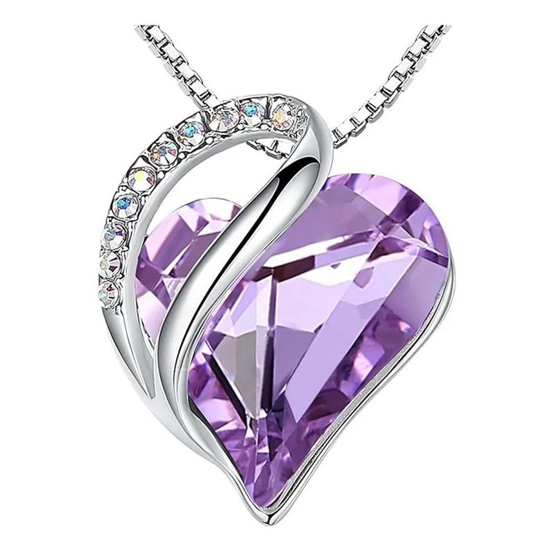 KUANGYE - Collar Bañado en plata Corazón De Amor Infinito Regalo Mujer