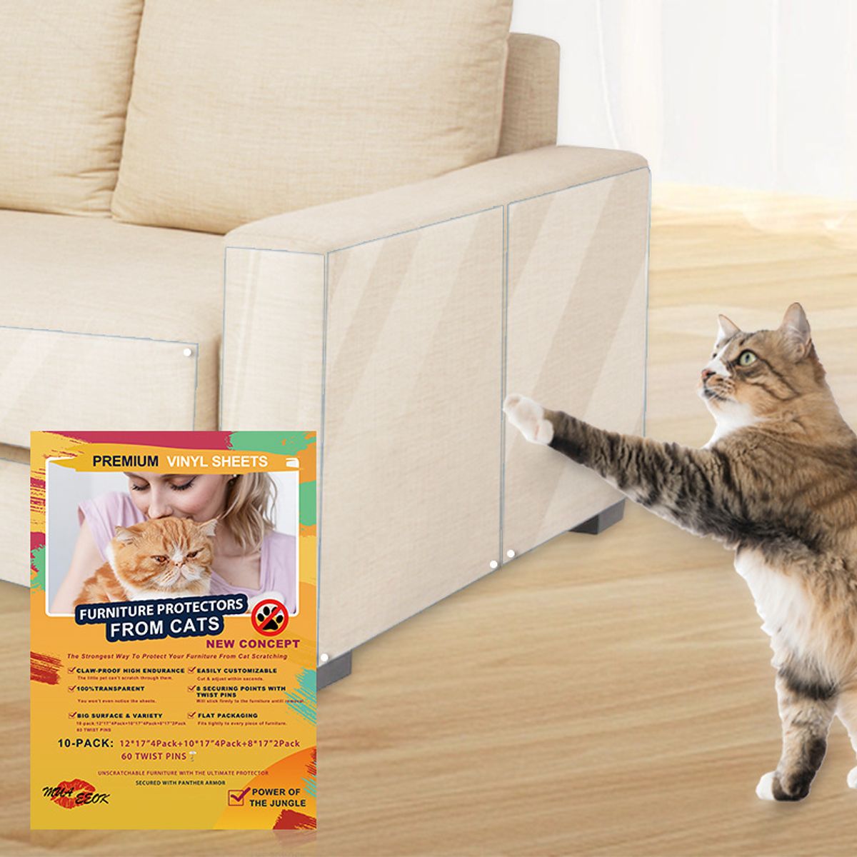 ATURE - Pack 10u Protector Antiarañazos Gatos Para Sofá 45x30cm