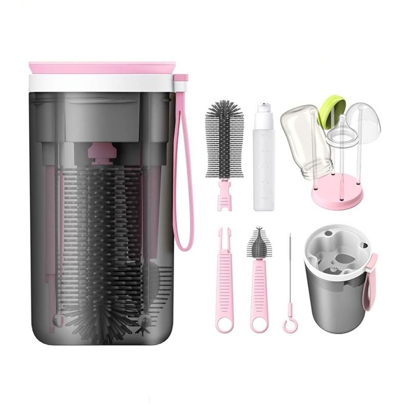 GENERICO - Kit Limpiador De Biberones 6 En 1 Rosa
