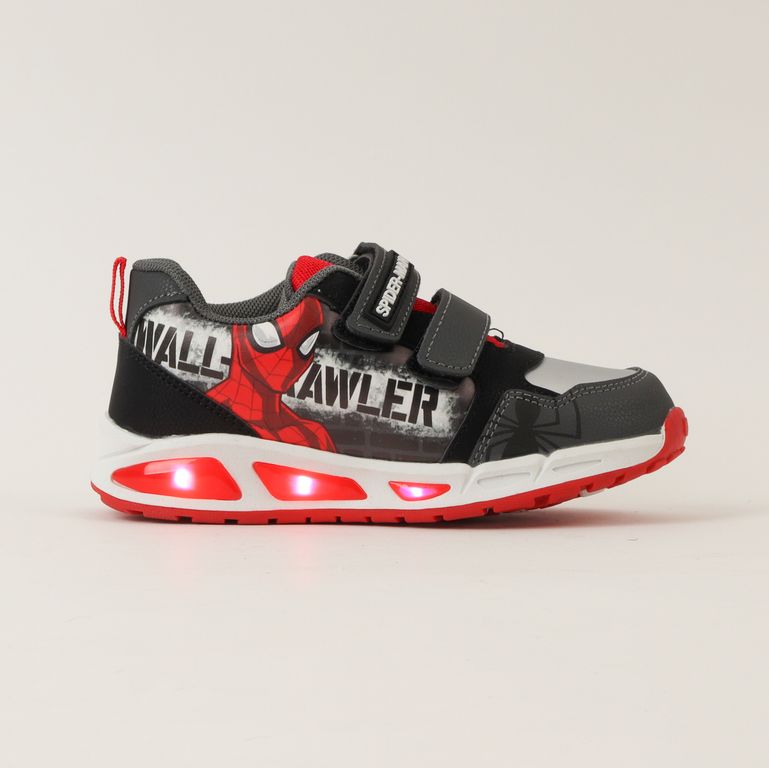 Zapatillas Con Luces Niño Spiderman Wall Negro