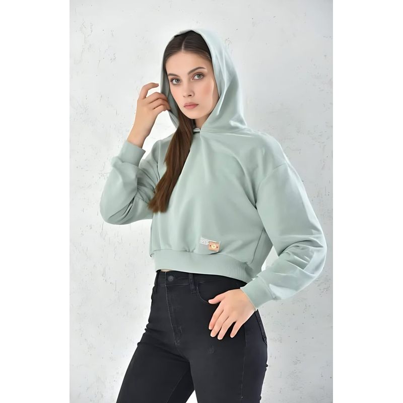 MROTTO - Polerón con Capucha Mujer Verde  Detalle de Margarita
