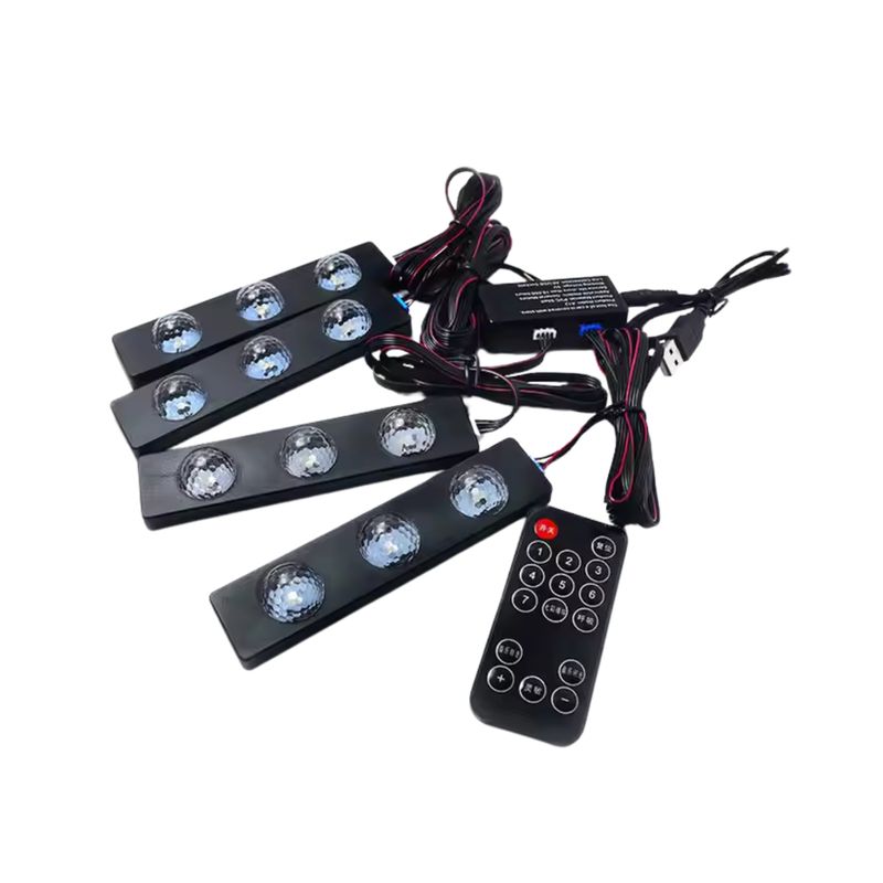 GENERICO - Kit 4 Luces Led Interior Auto 5v Multicolor Conexion USB