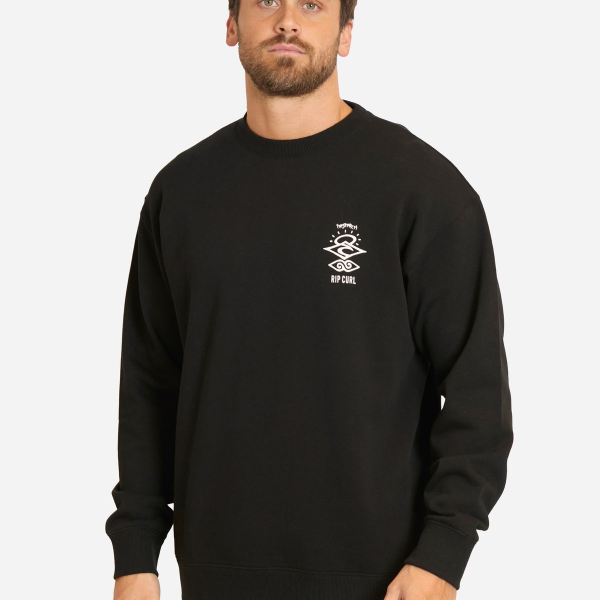 RIP CURL - Poleron CR Search Logo Loose Crew Negro Hombre Rip Curl - Negro