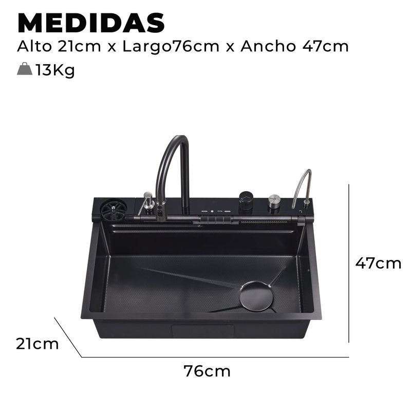 MUNDO ONLINE - Lavaplatos Cascada Empotrado 76x47x21 Acero Inoxidable