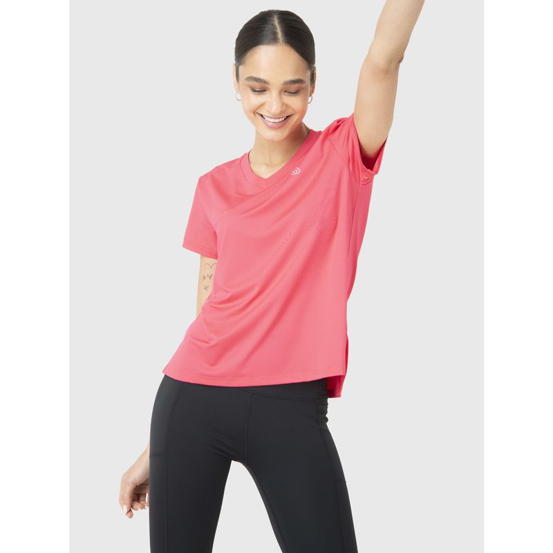 BSOUL - Polera Manga Corta Mujer V-Neck Fucsia BSOUL