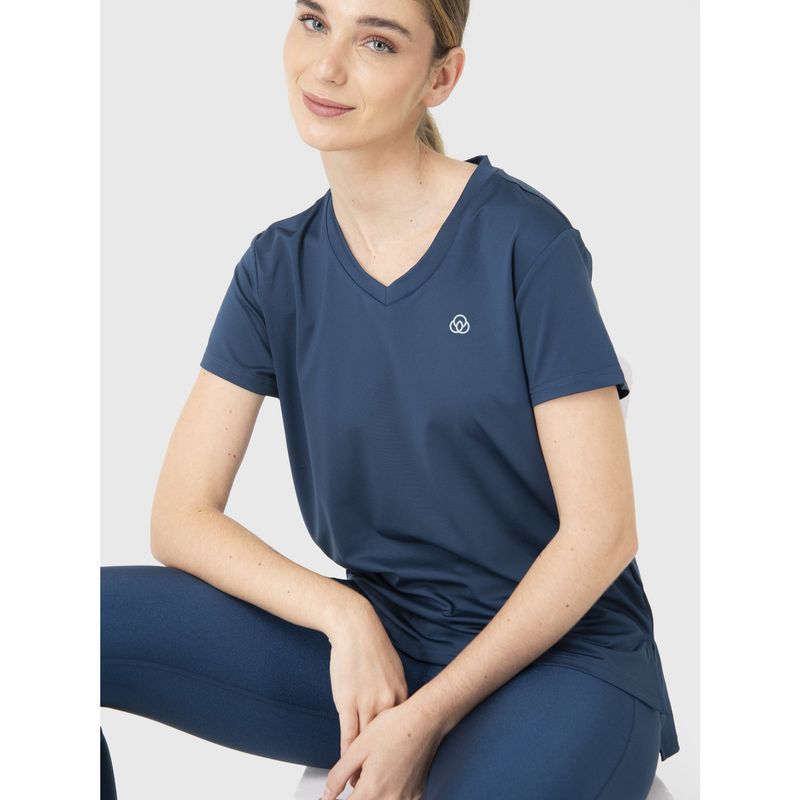 BSOUL - Polera Manga Corta Mujer V-Neck Azul BSOUL