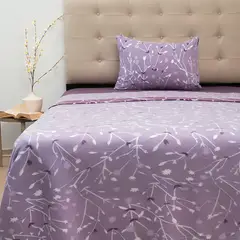 DORAL - Sábanas Polar Composé 1,5 Plazas / Ramas Lila Blanco –