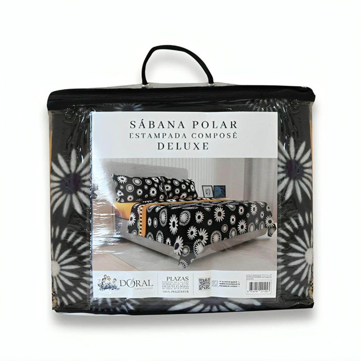 DORAL - Sábanas Polar Composé 1,5 Plazas / Flor Negro Salmón – Doral