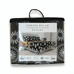 DORAL - Sábanas Polar Composé 1,5 Plazas / Flor Negro Salmón –