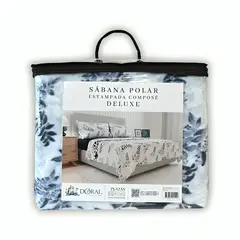 DORAL - Sábanas Polar Composé 1,5 Plazas / Ramas Blanco Azul –