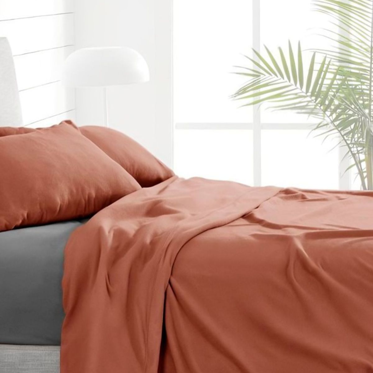 DORAL - Sábanas Polar Lisa Composé 2 Plazas / Terracota-gris – Doral