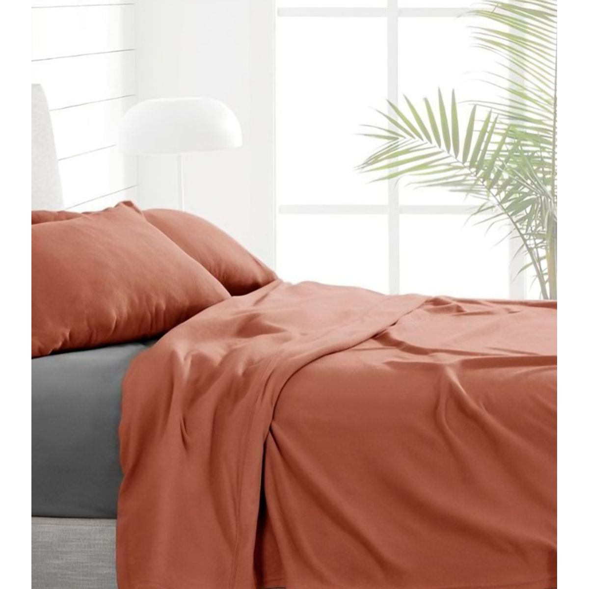 DORAL - Sábanas Polar Lisa Composé 2 Plazas / Terracota-gris – Doral