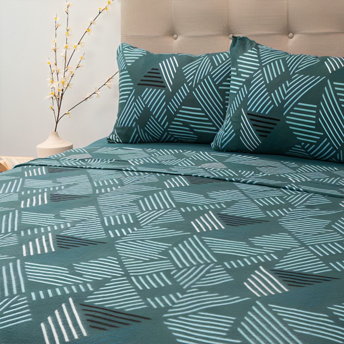 DORAL - Sábanas de Polar Composé 2 Plazas / Trama Petróleo Turquesa  – Doral