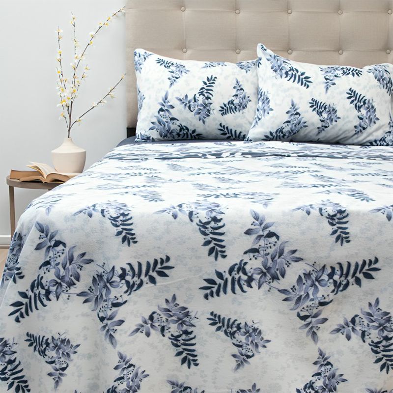 DORAL - Sábanas de Polar Composé 2 Plazas / Ramas Blanco Azul – Doral
