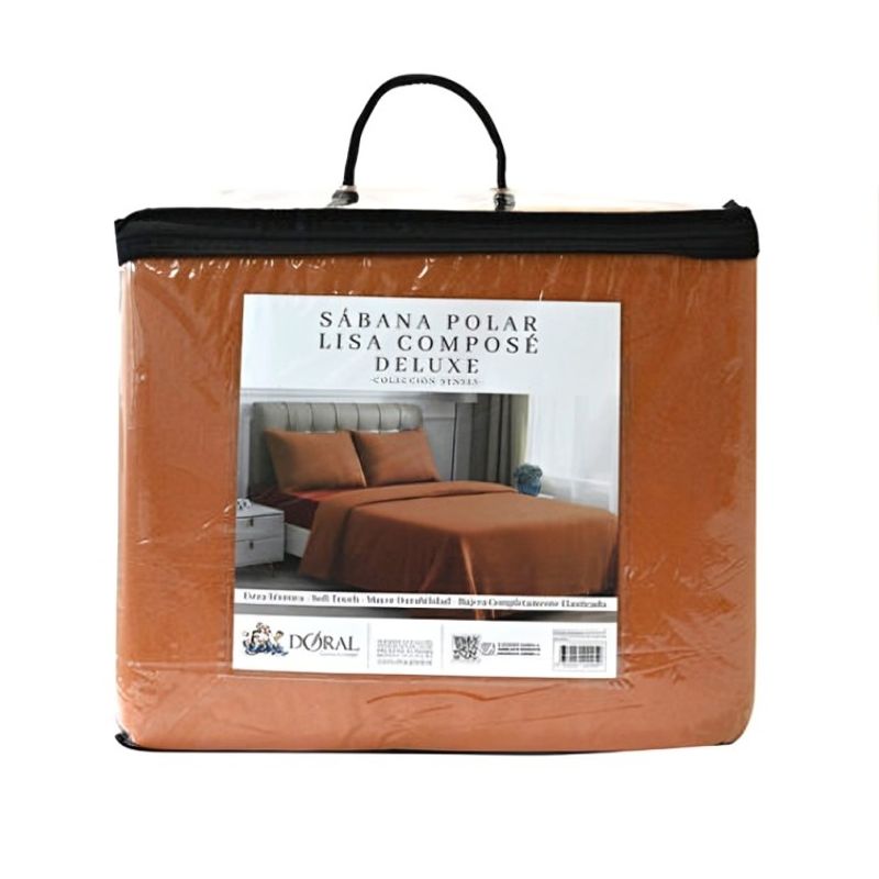 DORAL - Sábanas de Polar Composé King 2,5 Plazas / Bicolor Terracota – Doral