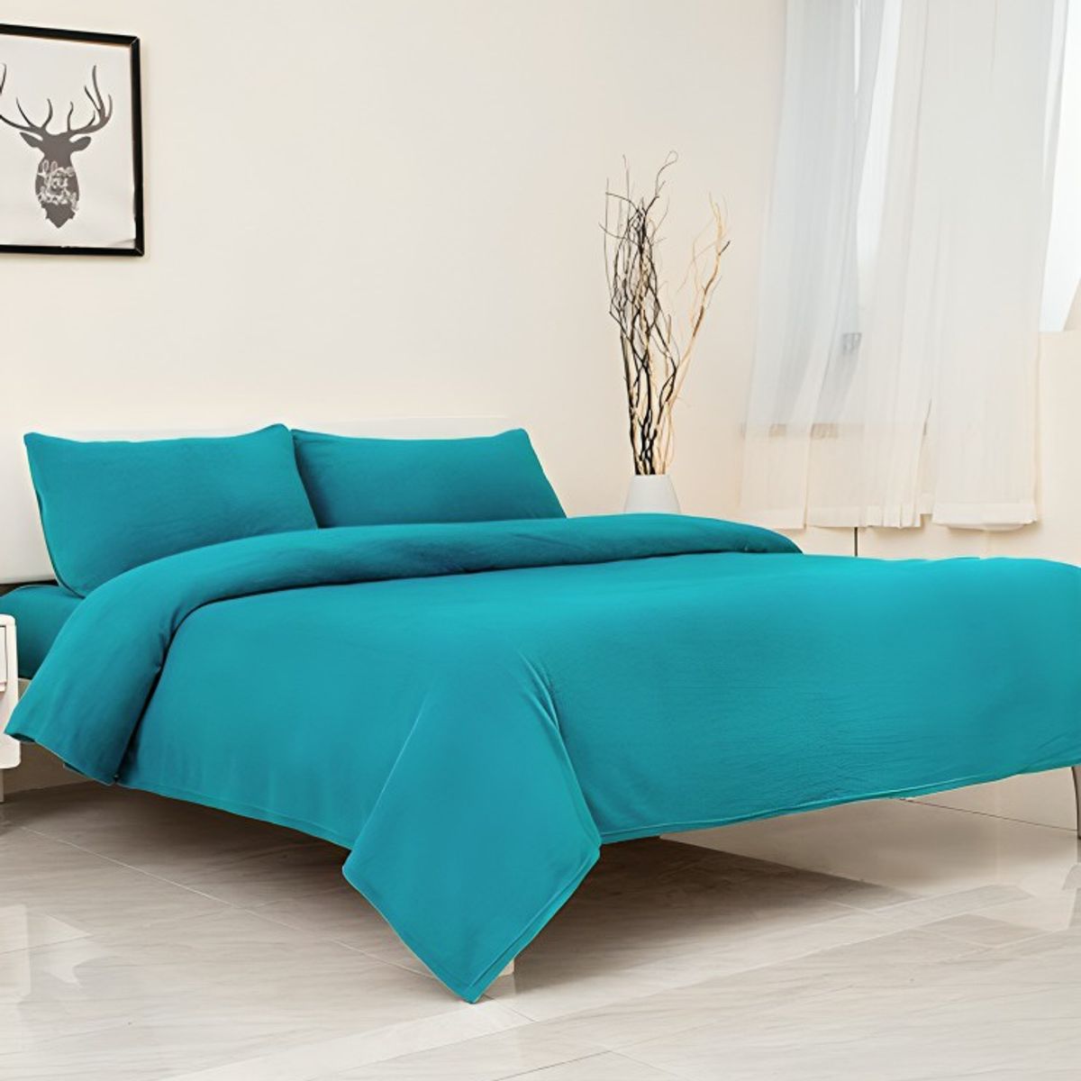 DORAL - Sábanas Chiporro Lisa 1,5 Plazas / Azul Petroleo – Doral