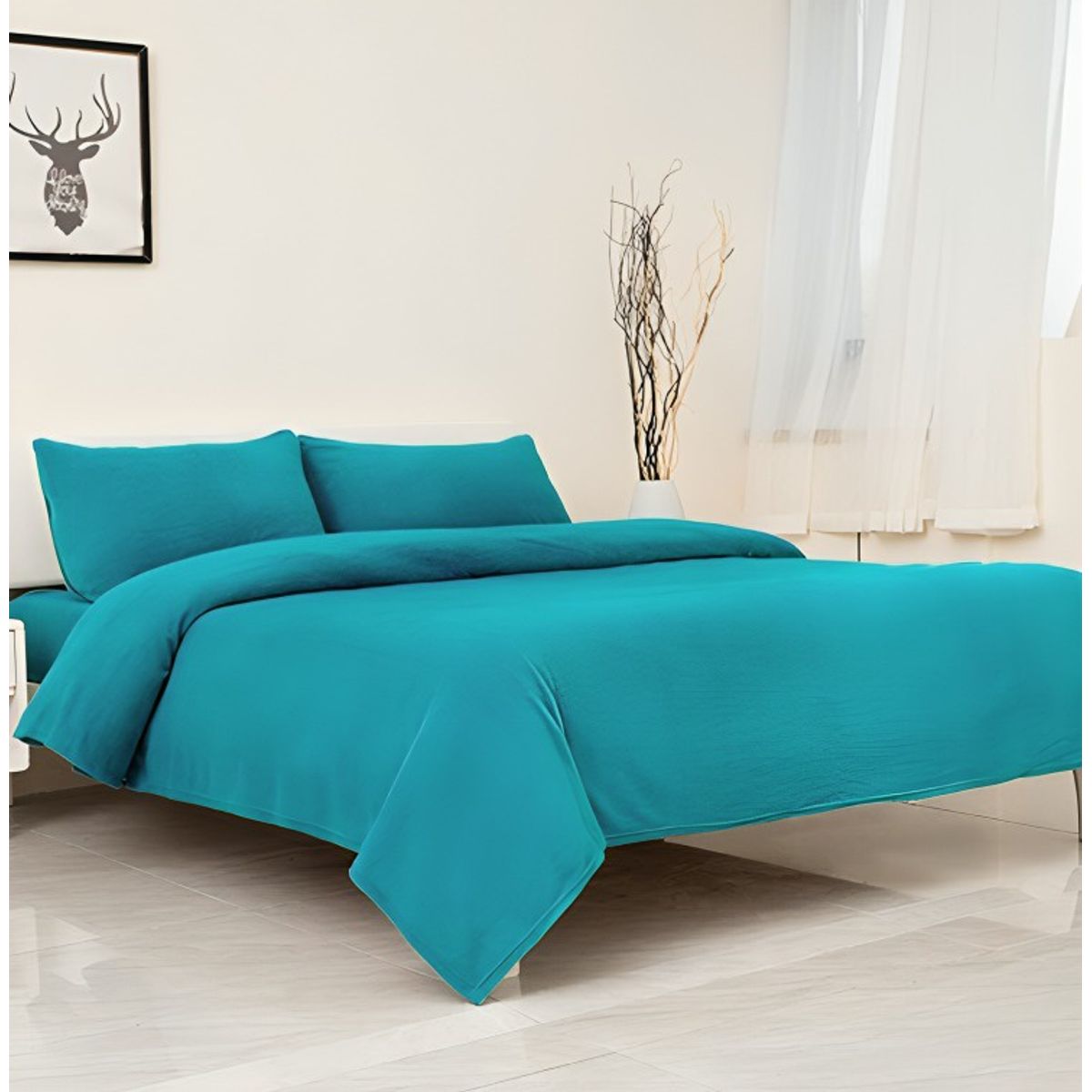 DORAL - Sábanas Chiporro Lisa 1,5 Plazas / Azul Petroleo – Doral