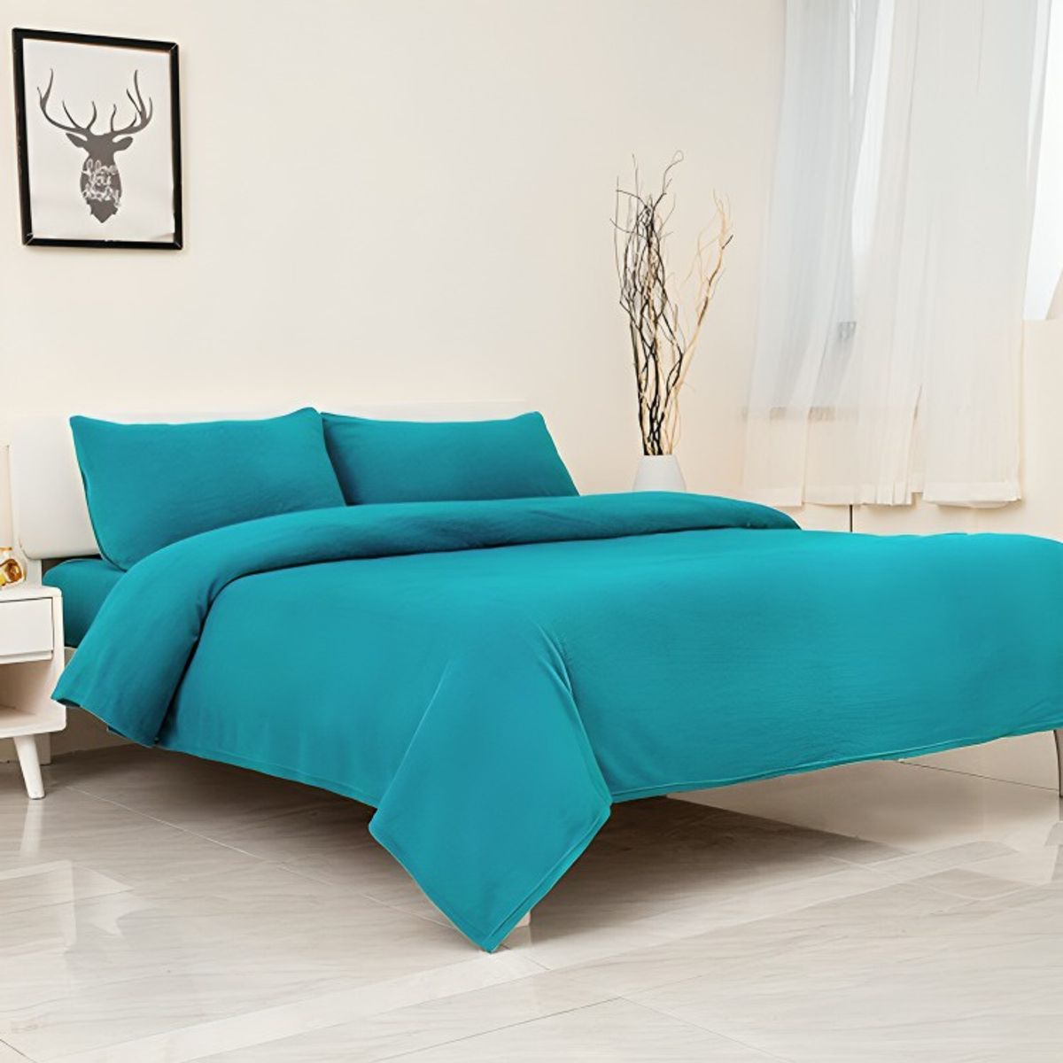 DORAL - Sábanas Chiporro Lisa 1,5 Plazas / Azul Petroleo – Doral