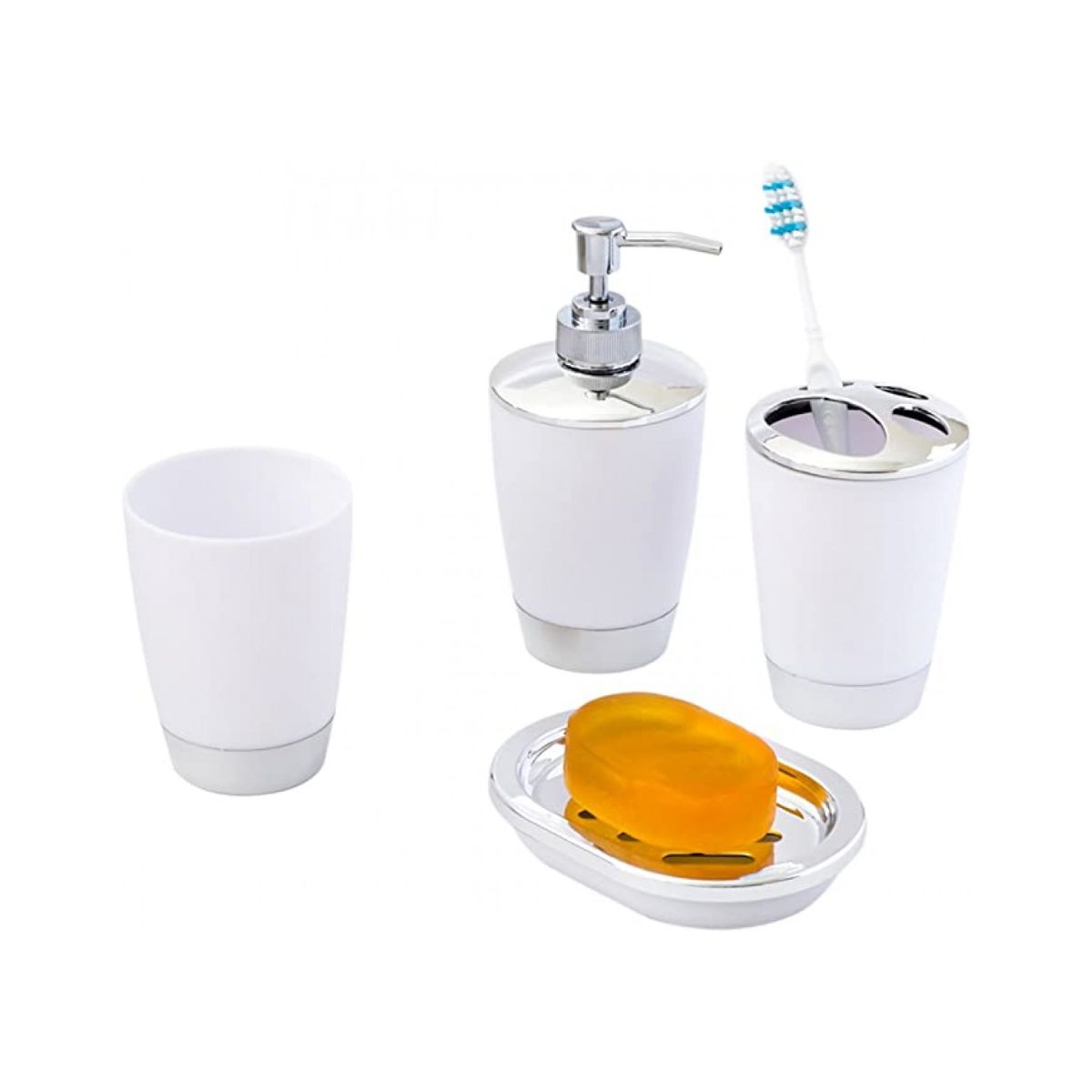 GENERICO - SET ACCESORIOS BAÑO 4UN BLANCO MIXA-MIMBRAL