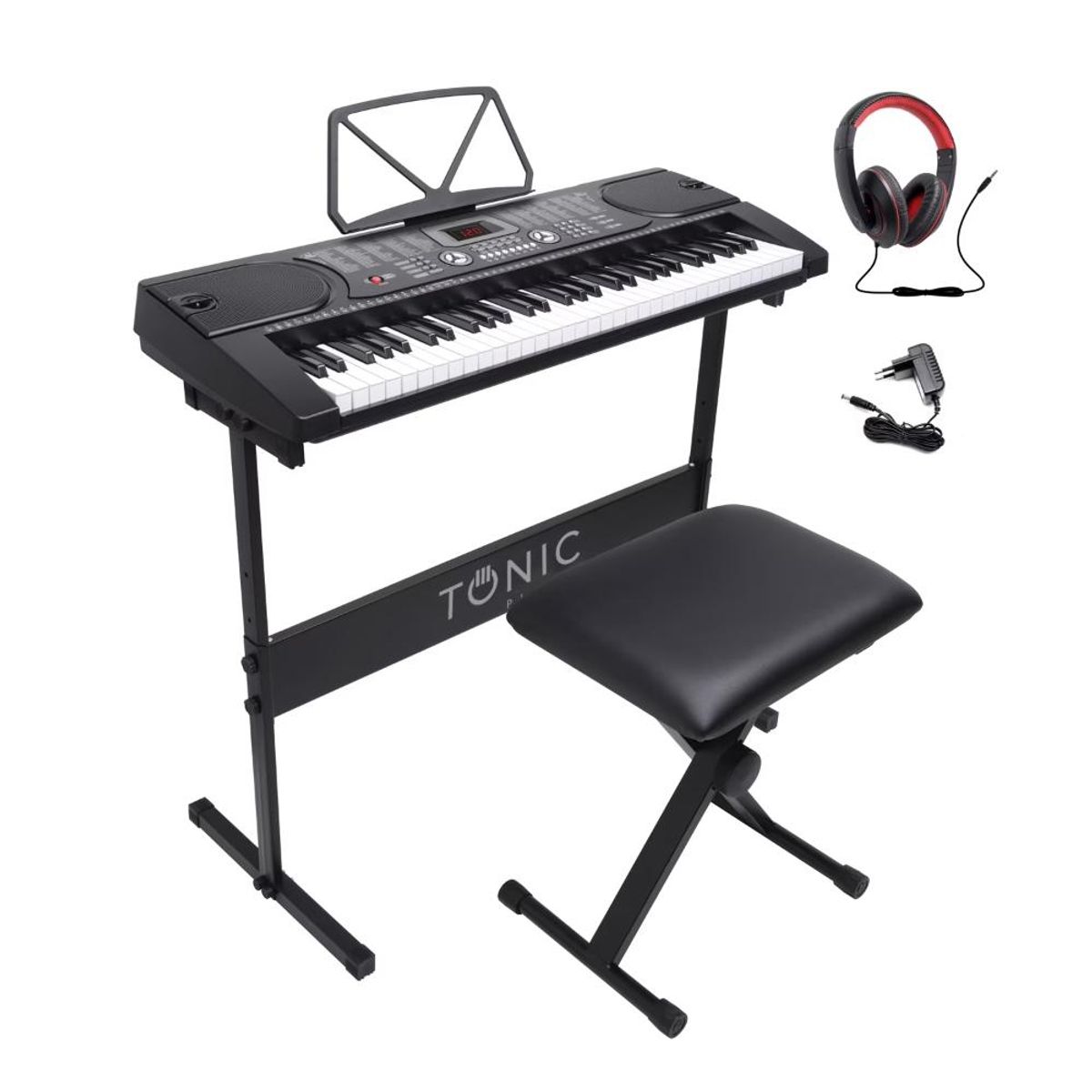 TONIC PIANOS - Full Pack Teclado 61 Teclas Tonic TON-600 + Stand + Sillin