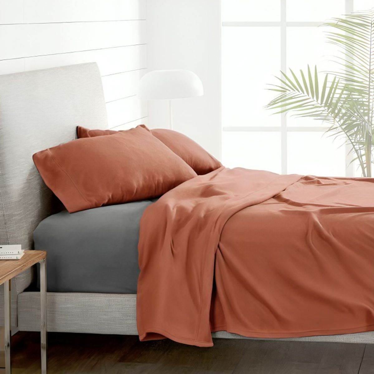 DORAL - Sábanas Polar Lisa Composé 2 Plazas / Terracota-gris – Doral