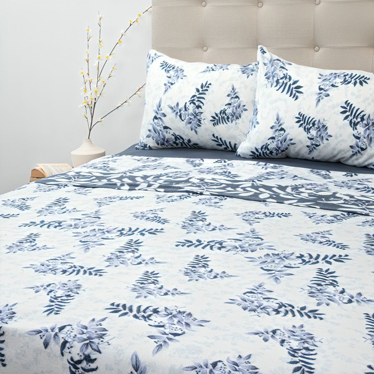 DORAL - Sábanas de Polar Composé 2 Plazas / Ramas Blanco Azul – Doral