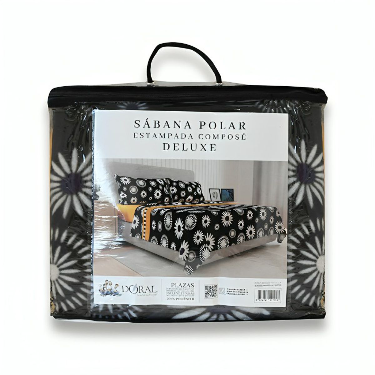 DORAL - Sábanas de Polar Composé King  Flor Negro Salmón  Doral