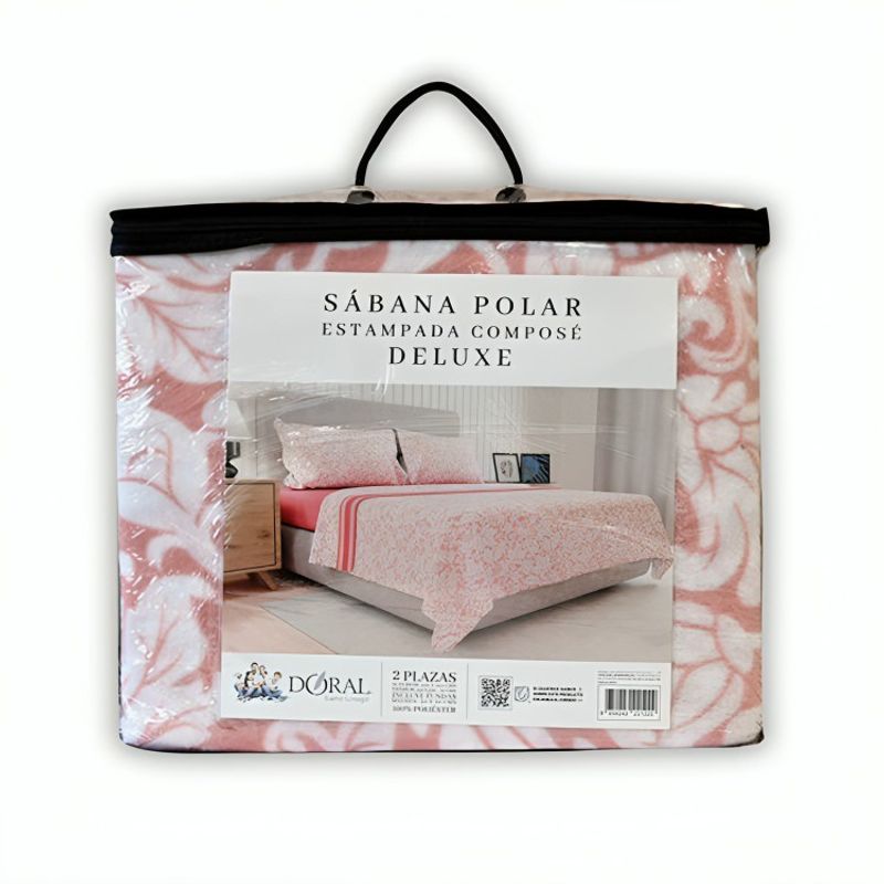 DORAL - Sábanas Polar Composé 1,5 Plazas / Hojas Coral Blanco – Doral