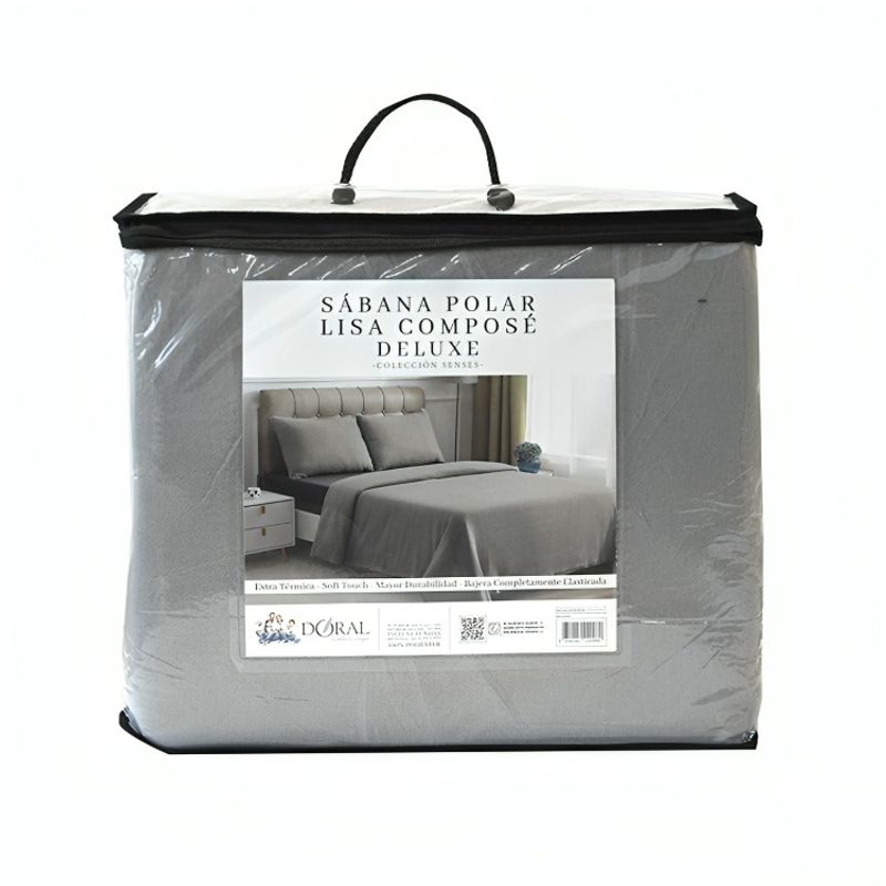 MASHINI - Sábanas Polar Lisa Composé 2 Plazas / Bicolor Gris – Doral