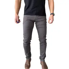 MOSAICO - Pantalón Tela Elasticado Slim Fit Colores - Gris