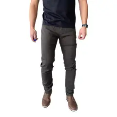 MOSAICO - Pantalón Tela Elasticado Slim Fit Colores - Gris