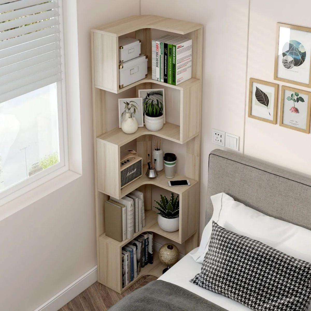 MUNDO MAGIA - Repisa Organizador Estante Esquinero Living Velador 16050cm Color Arce