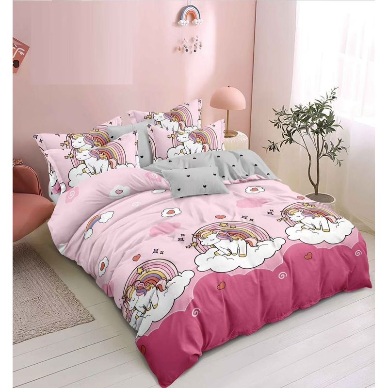 GENERICO - Sábana DE NIÑA ROSA UNICORNIO INFANTIL  1.5 PLAZA TENG FEI