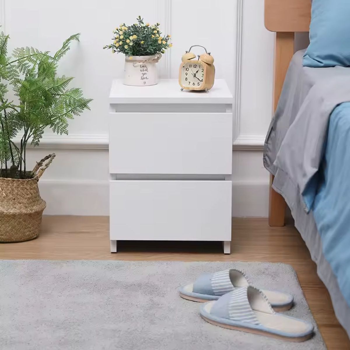 HABITA2 CHILE - Cajonera White - Mesa de Noche Negra 48x40x30