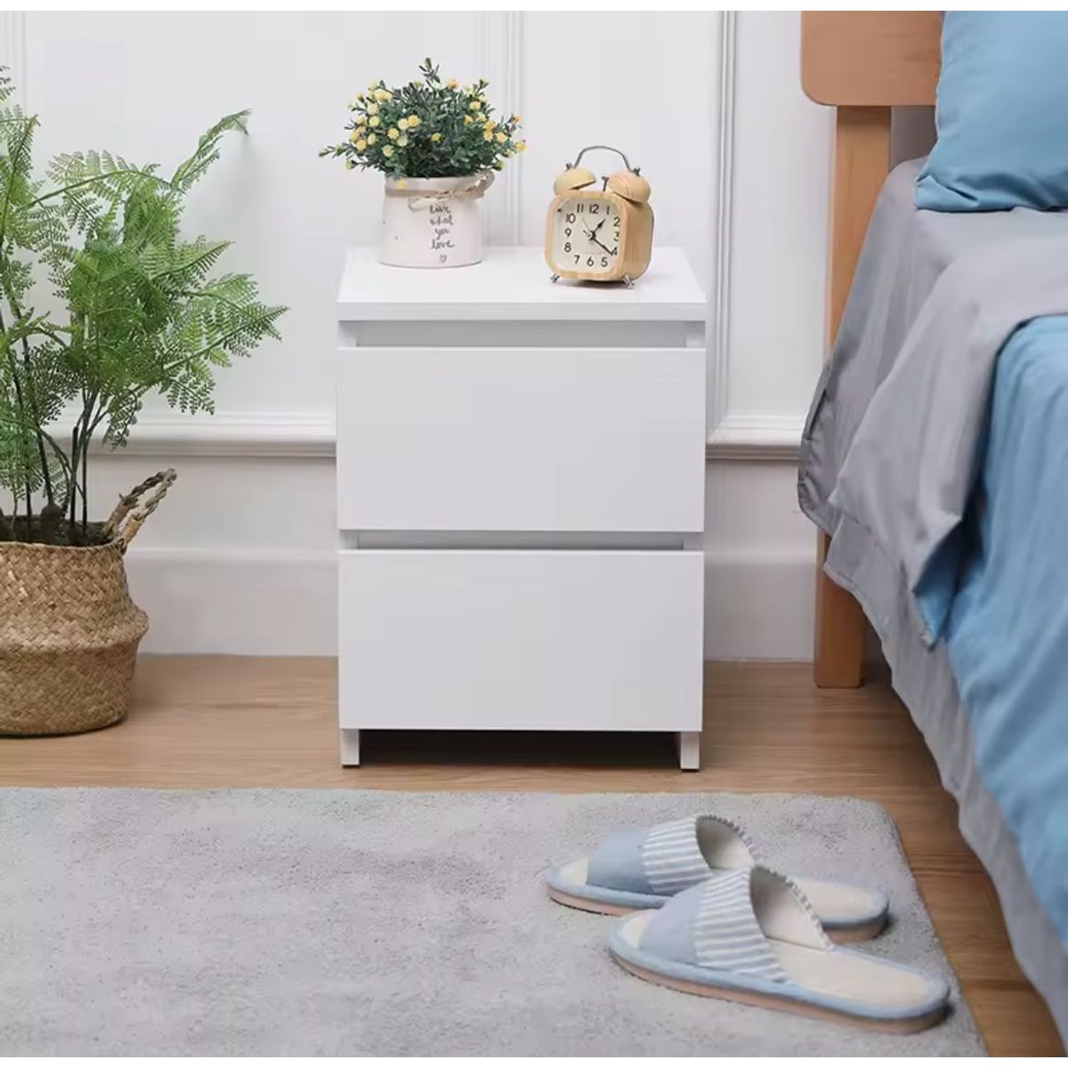 HABITA2 CHILE - Cajonera White - Mesa de Noche Negra 48x40x30