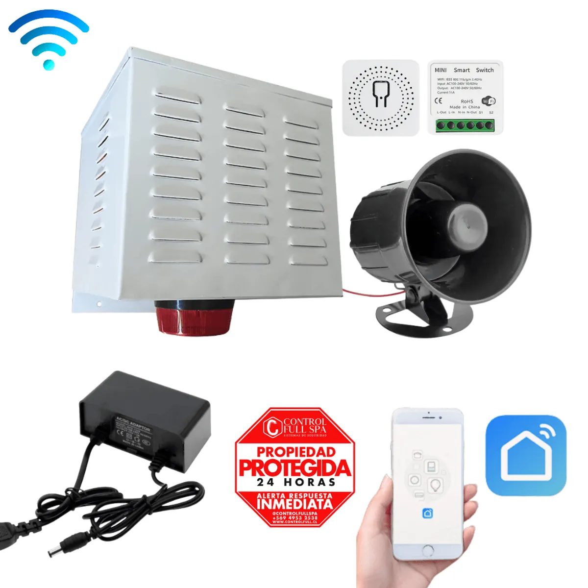 SMART LIFE - Kit Alarma Comunitaria Wifi APP Móvil 20w 1 tono
