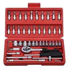 GENERICO - Set Caja Juego Herramienta Dados 46 Piezas Acero Carbono 1/4