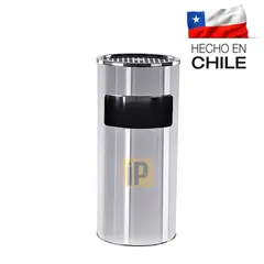 GENERICO - Basurero de acero inoxidable con cenicero 18 litros