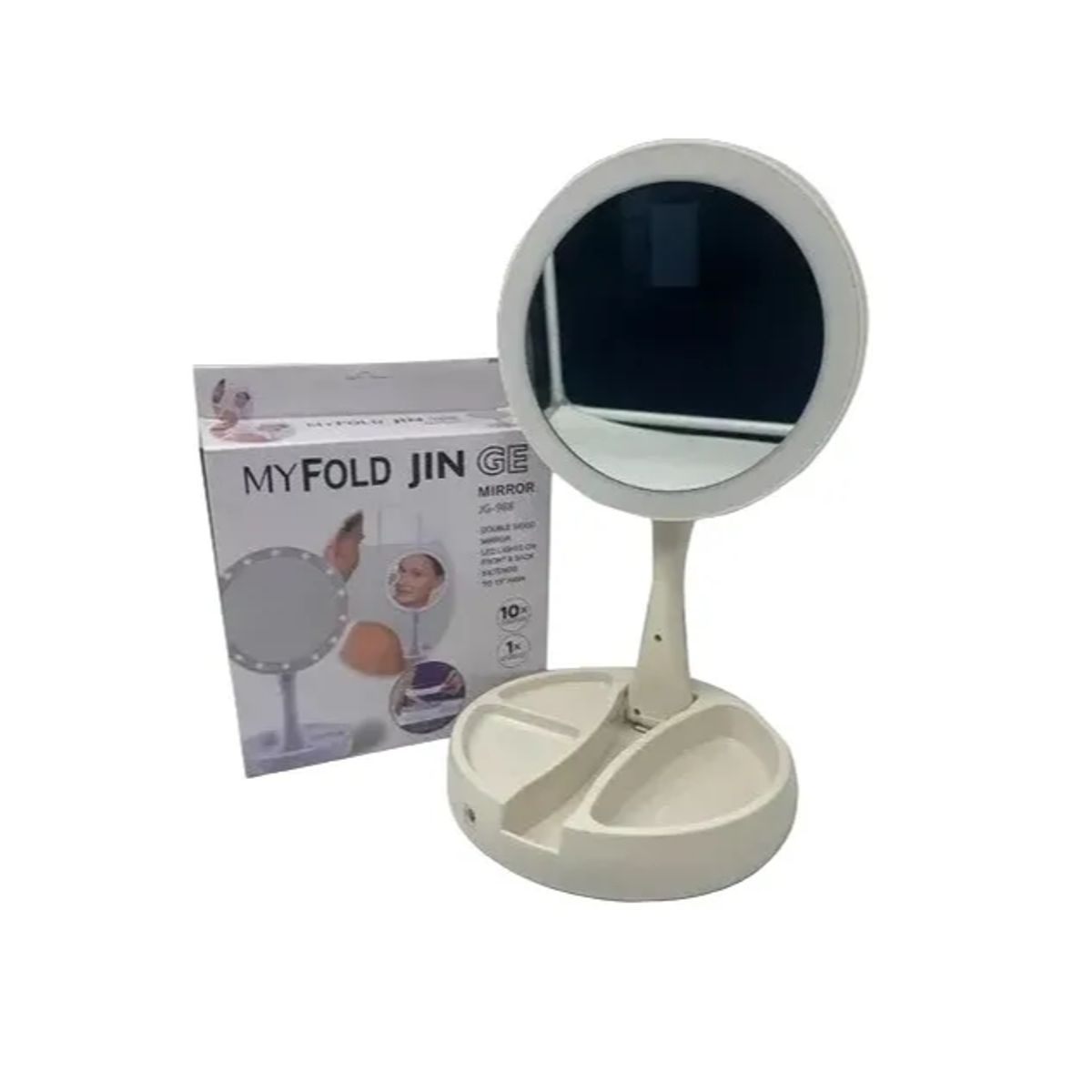 GENERICO - Espejo Para Maquillaje Luz Led Plegable Aumento 10x Redondo
