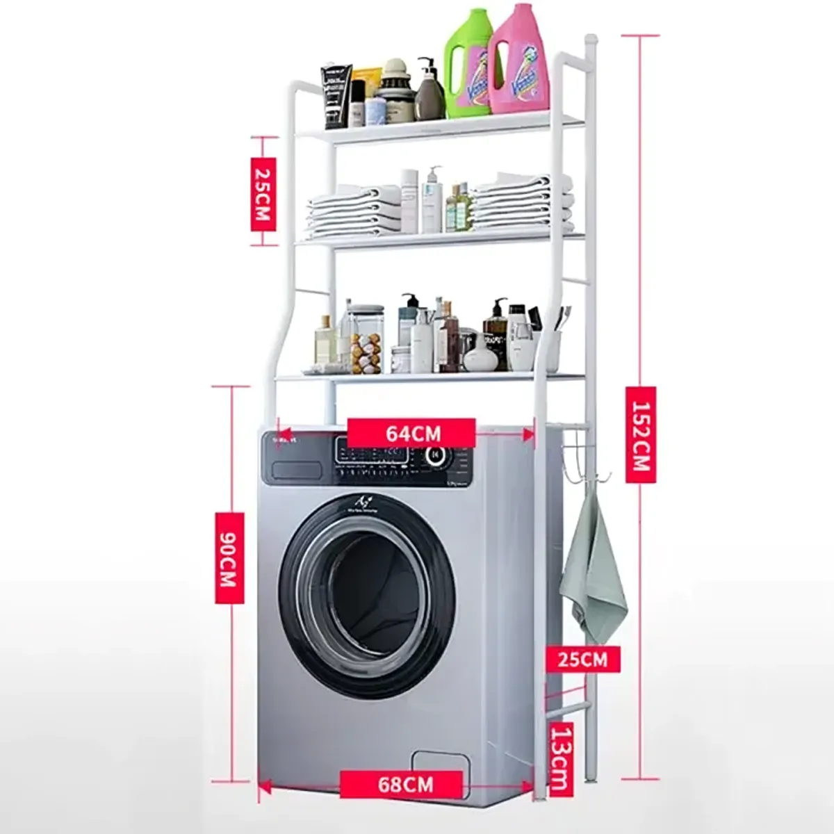 SIRENA - Rack organizador para lavadora o baño estructura metálica ajustable